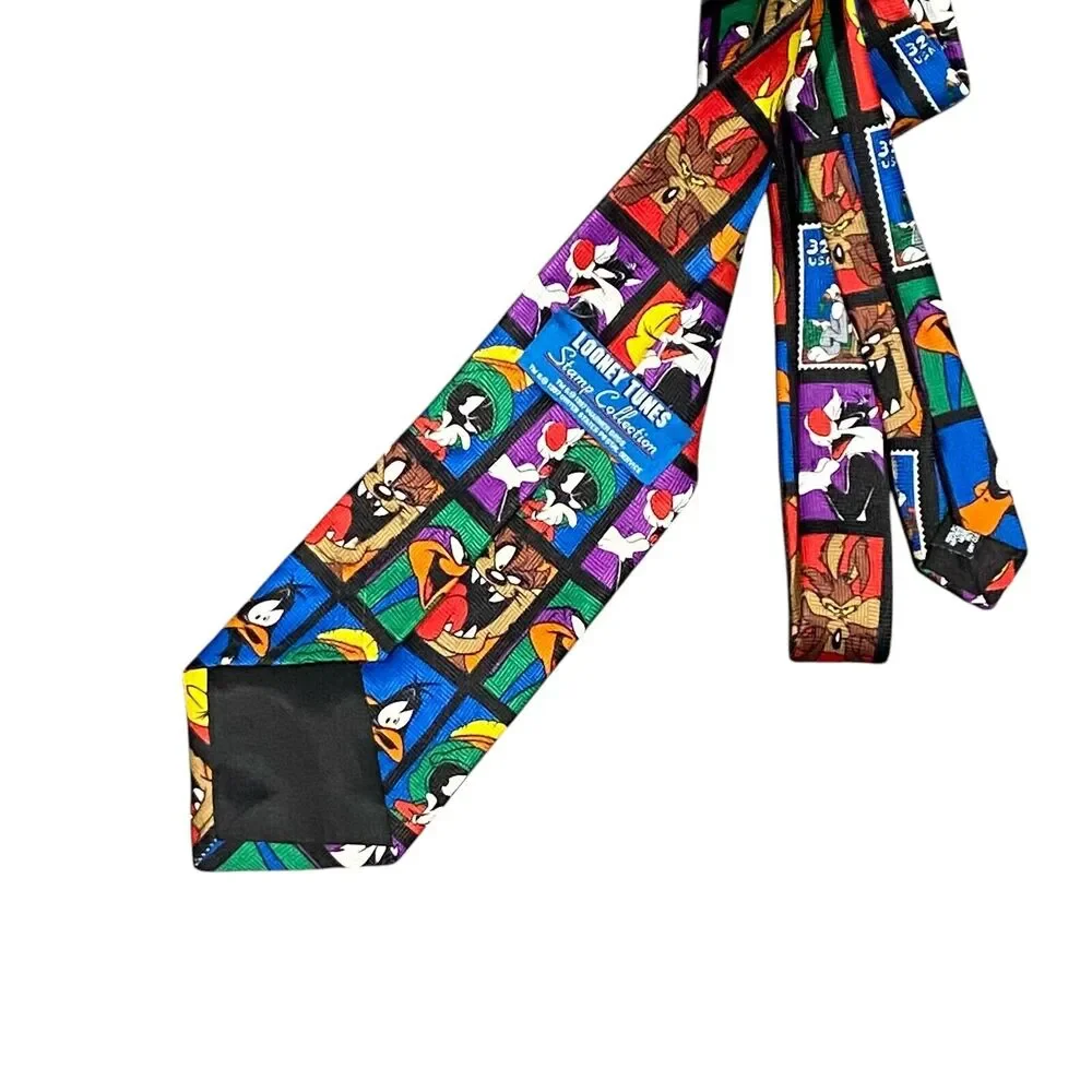 Vintage BUGS BUNNY Mens Tie Looney‎ Tunes Stamp Collection Warner Bros